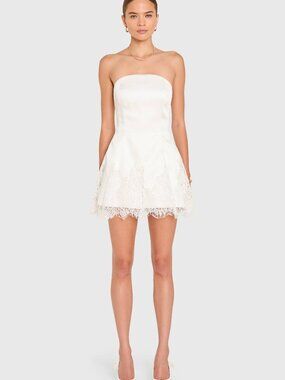 Amanda Uprichard Romilly Strapless Lace Trim Skort Romper